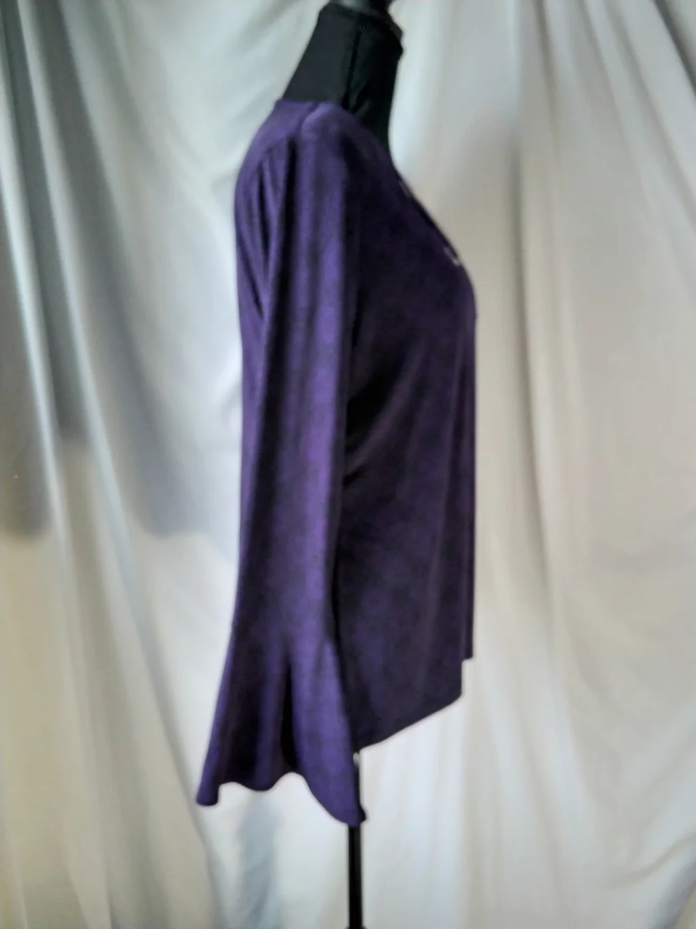 Michael Kors Purple Lace-Up V-Neck Long Sleeve Top